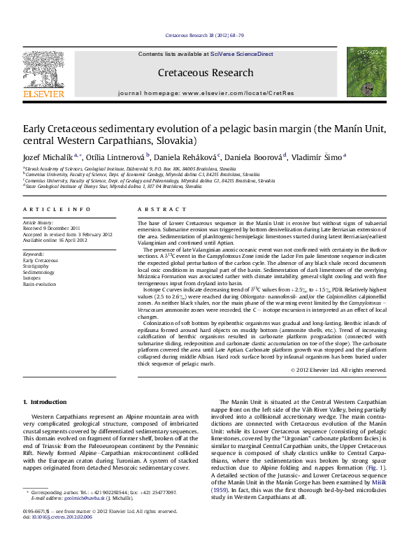 (PDF) Early Cretaceous sedimentary evolution of a pelagic basin margin ...