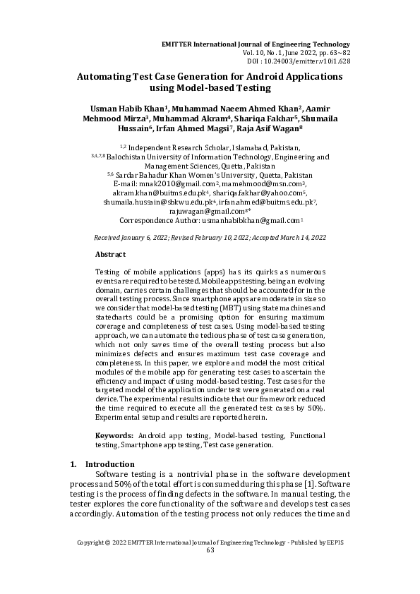 (PDF) Automating Test Case Generation for Android Applications using ...