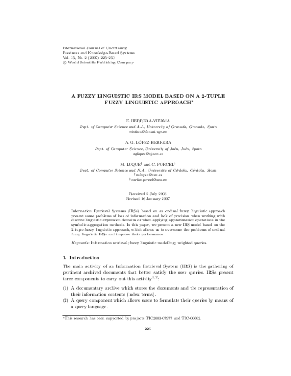 (PDF) A Fuzzy Linguistic Irs Model Based on a 2-TUPLE Fuzzy Linguistic ...