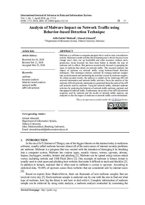 (PDF) Analysis of Malware Impact on Network Traffic using Behavior ...