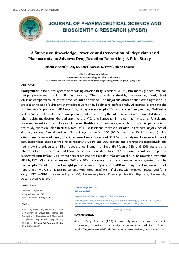 (PDF) A Survey on Knowledge, Practice and Perception of Physicians and ...