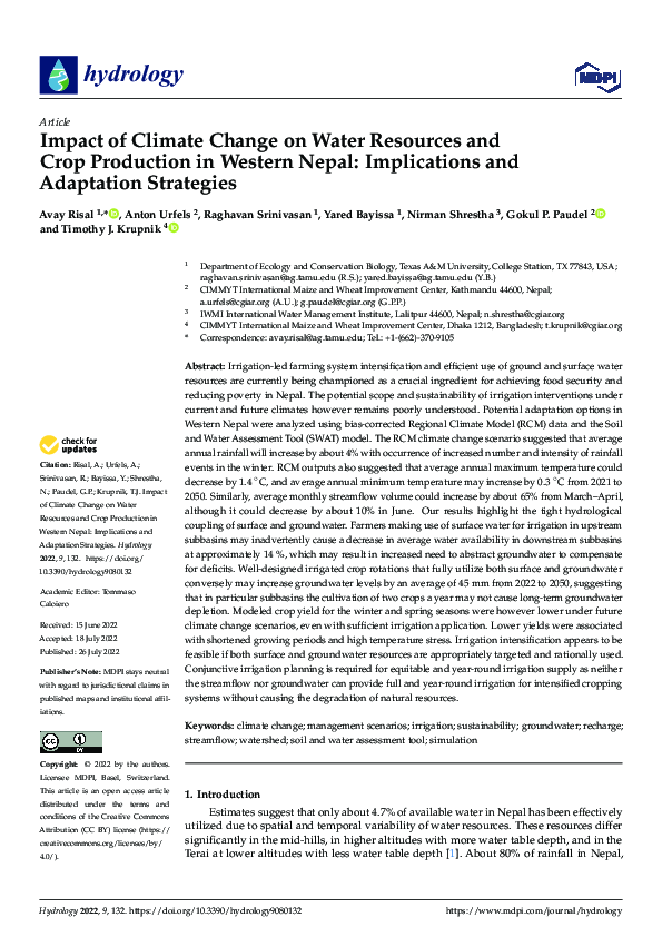 (PDF) Impact of Climate Change on Water Resources and Crop Production ...