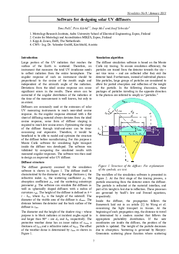 (PDF) Software for designing solar UV diffusers