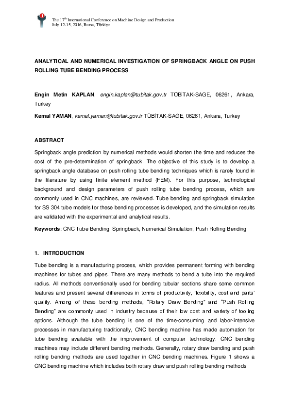 (PDF) Analytical and Numerical Investigation Of Springback Angle On ...