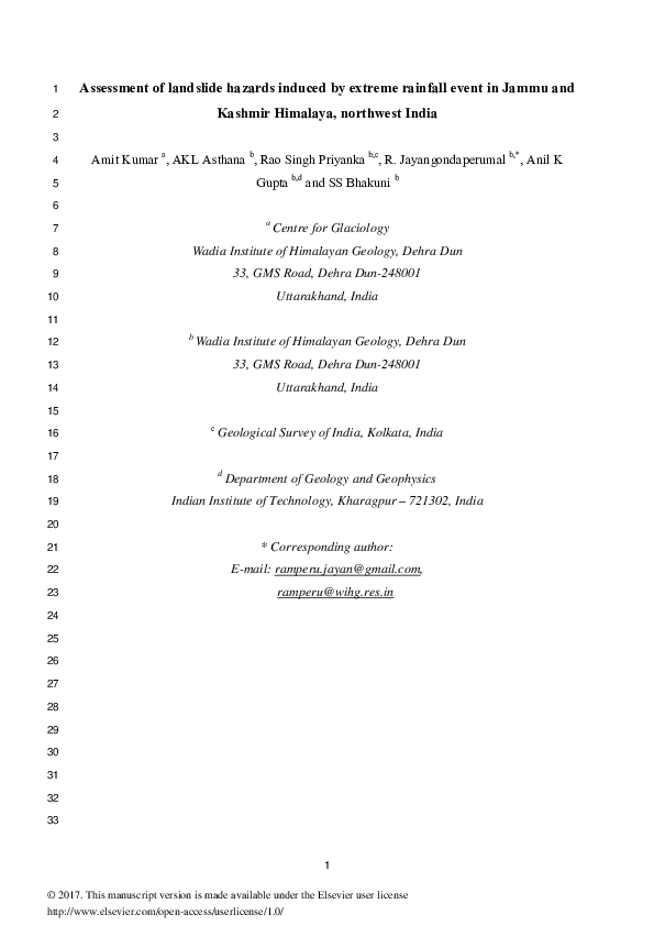 (PDF) Assessment of landslide hazards induced by extreme rainfall event ...