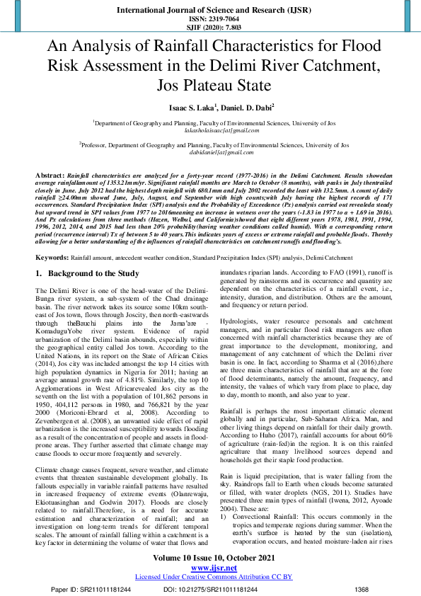 (PDF) An Analysis of Rainfall Characteristics for Flood Risk Assessment ...