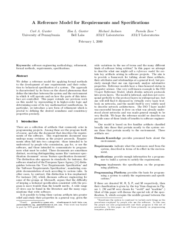 (PDF) A reference model for requirements and specifications
