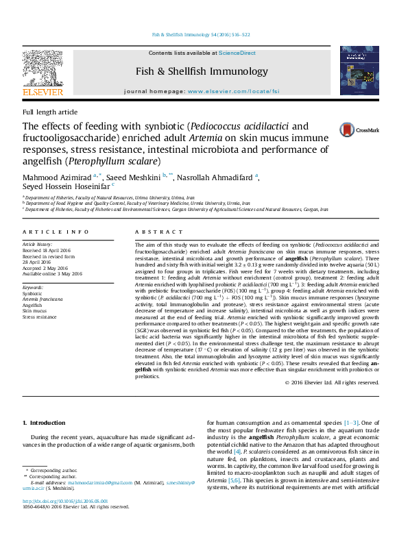 (PDF) The effects of feeding with synbiotic (Pediococcus acidilactici ...