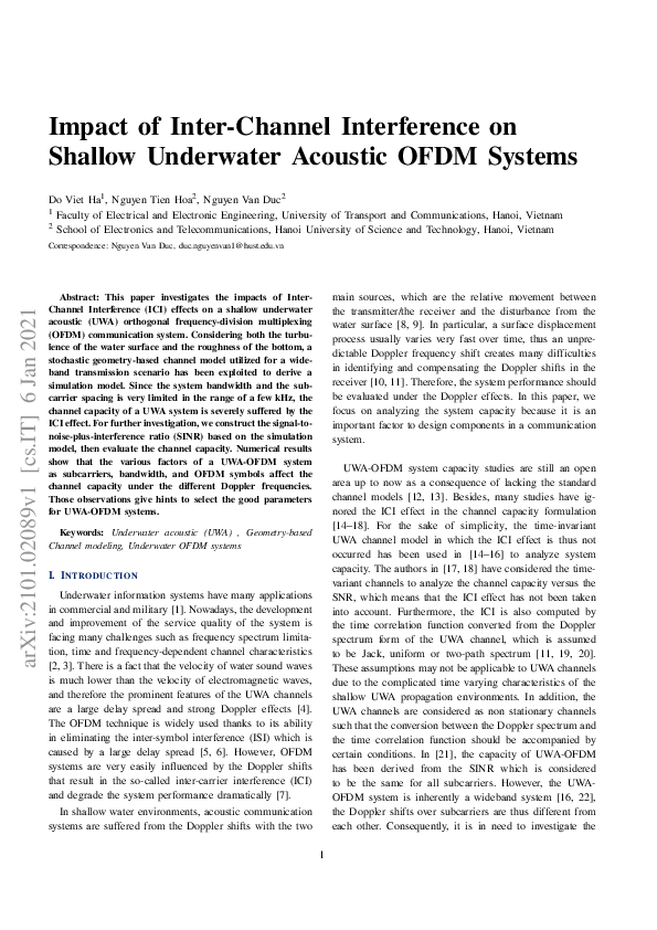 (PDF) Impact of Inter-Channel Interference on Shallow Underwater ...