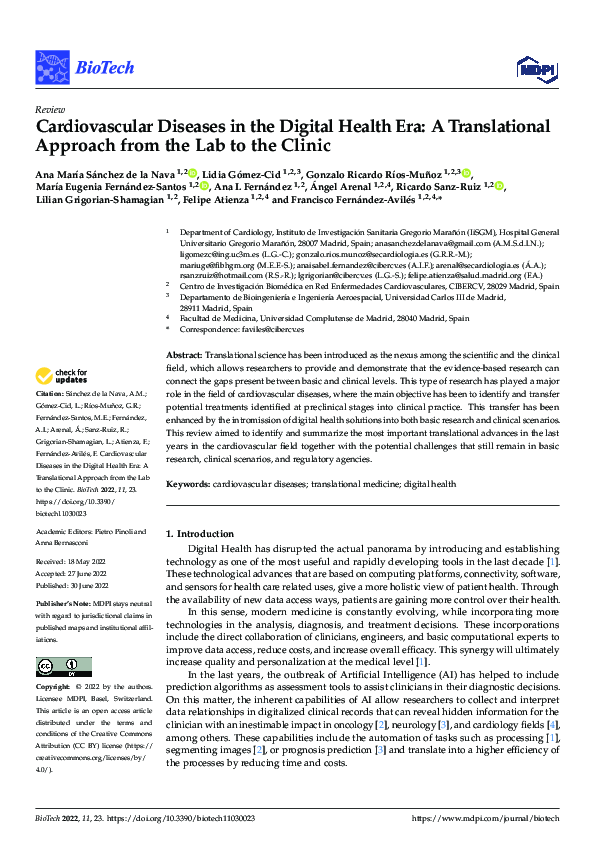 (PDF) Cardiovascular Diseases in the Digital Health Era: A ...