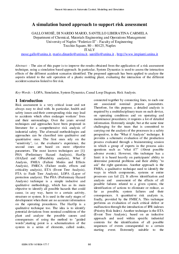 (PDF) A simulation based approach to support risk assessment