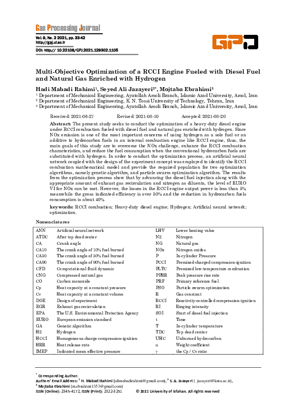 (PDF) Multi-Objective Optimization of a RCCI Engine Fueled with Diesel ...