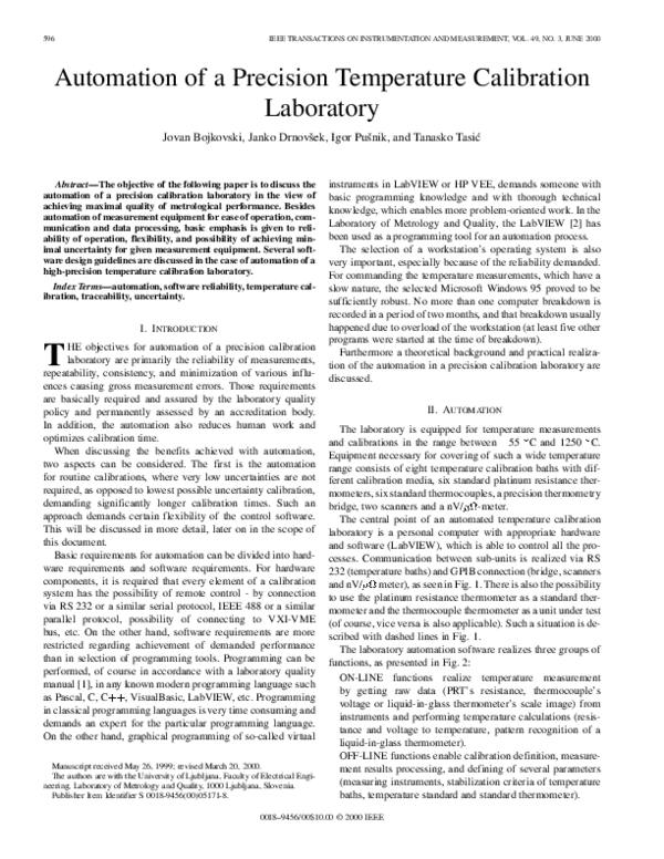 (PDF) Automation of a precision temperature calibration laboratory