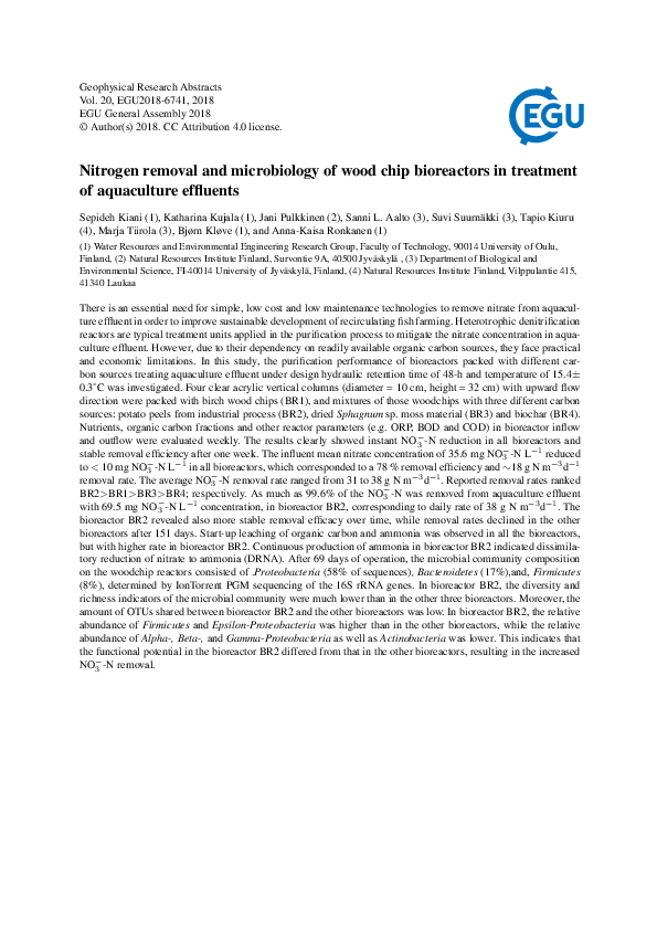 (PDF) Nitrogen removal and microbiology of wood chip bioreactors in