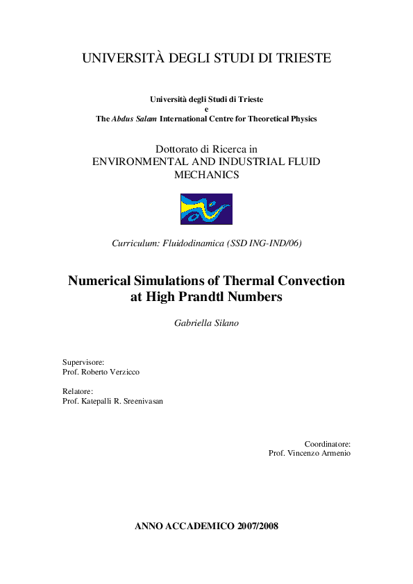 (PDF) Numerical Simulations of Thermal Convection at High Prandtl Numbers