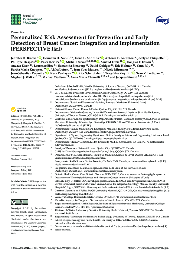(PDF) Personalized Risk Assessment for Prevention and Early Detection ...