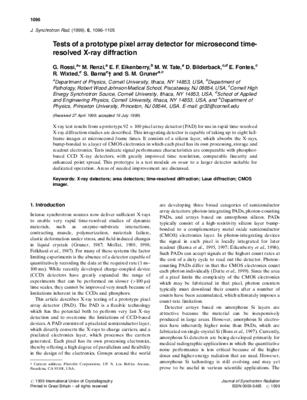 (PDF) Tests of a prototype pixel array detector for microsecond time ...