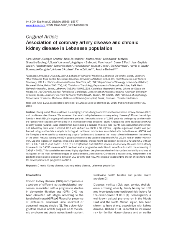 (PDF) Association of coronary artery disease and chronic kidney disease ...