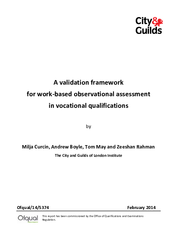 (PDF) A validation framework for work-based observational assessment in ...