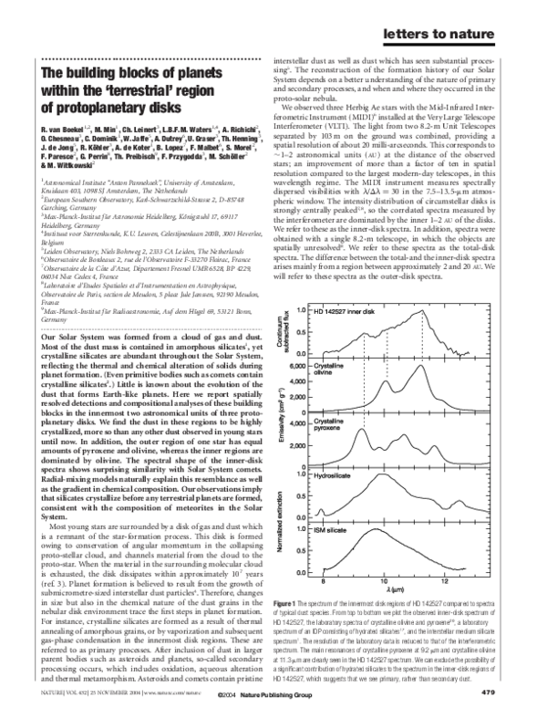 (PDF) The building blocks of planets within the ‘terrestrial’ region of ...