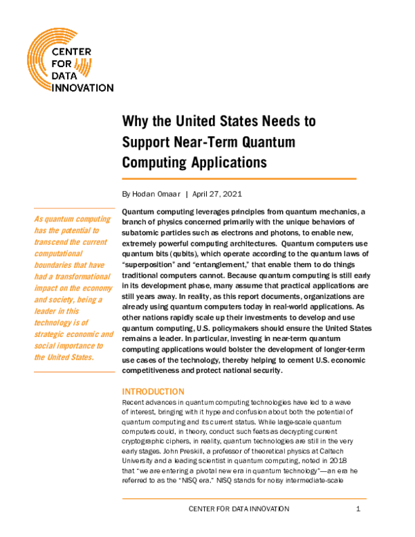 (PDF) Why the United States Needs to Support Near-Term Quantum ...