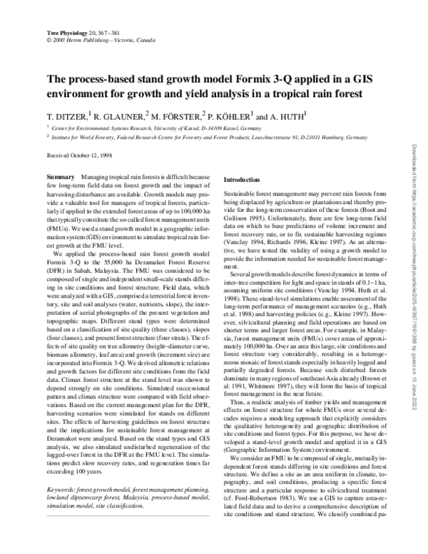 (PDF) The process-based stand growth model Formix 3-Q applied in a GIS ...