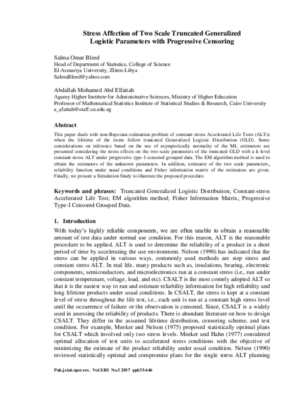(PDF) Stress Affection of Two Scale Truncated Generalized Logistic ...
