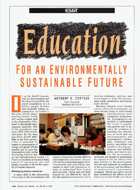 (PDF) Education For An Environmentally Sustainable Future