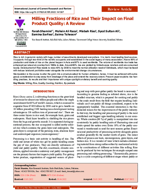 (PDF) Milling Fractions of Rice and Their Impact on Final Product ...