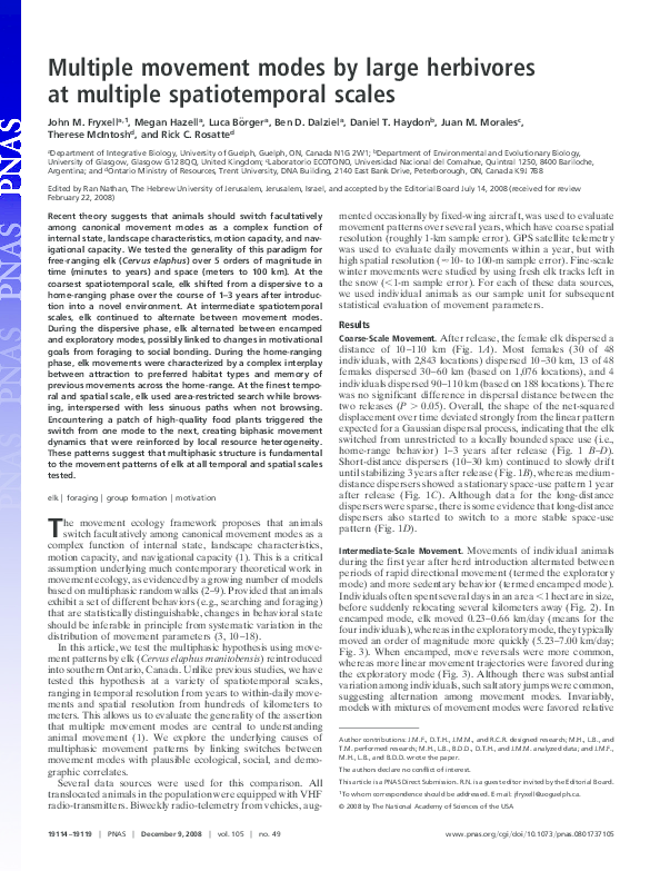 (PDF) Multiple movement modes by large herbivores at multiple spatio ...
