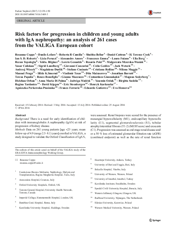 (PDF) Risk factors for progression in children and young adults with ...