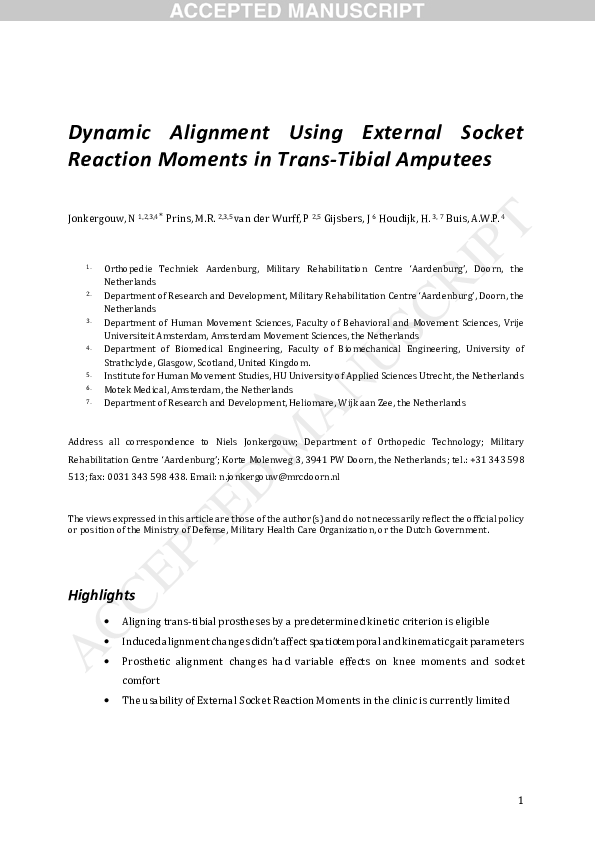 (PDF) Dynamic Alignment Using External Socket Reaction Moments in Trans ...