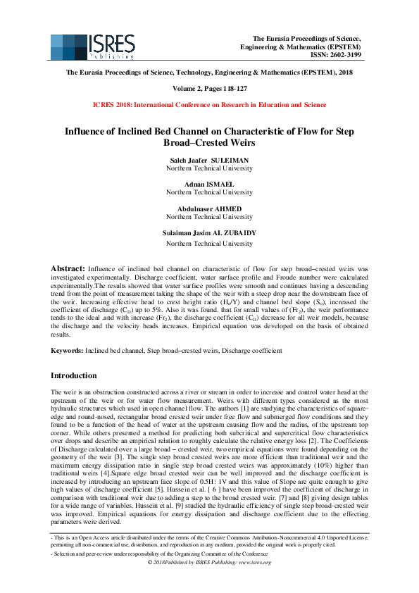 (PDF) Influence of Inclined Bed Channel on Characteristic of Flow for