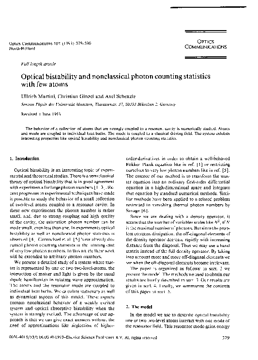 (PDF) Optical bistability and nonclassical photon counting statistics ...