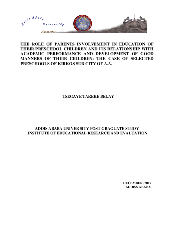 (PDF) The Role of Parents Involvement in the Education of Their ...