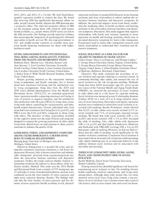 (PDF) Living Arrangements and Psychosocial Well-Being Among Older ...