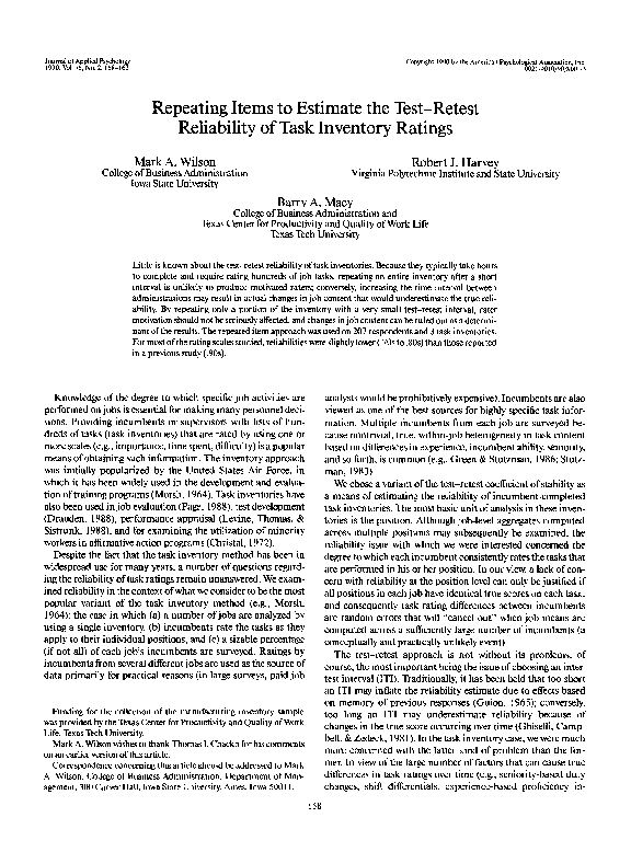 (PDF) Repeating Items to Estimate the Test-Retest Reliability of Task ...