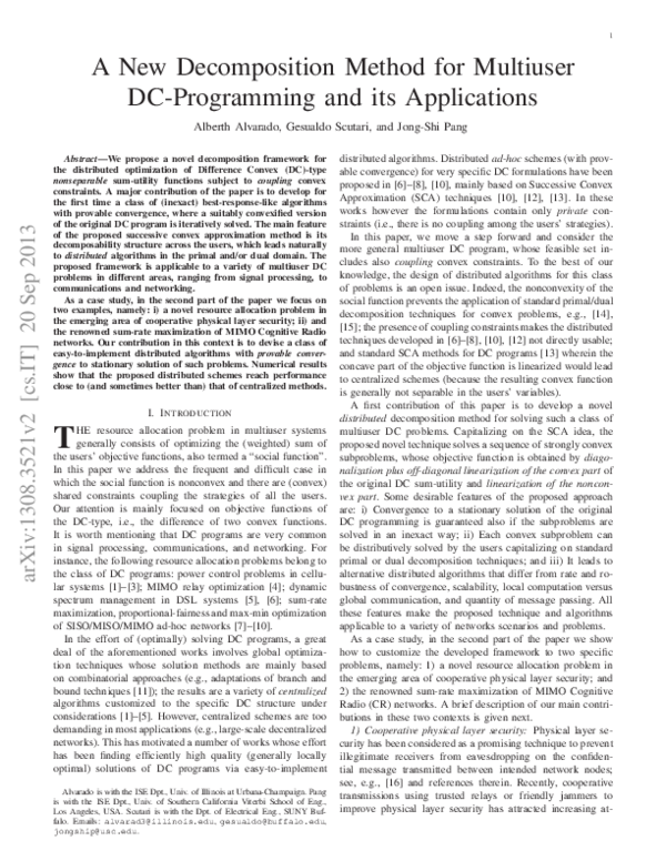 (PDF) A New Decomposition Method for Multiuser DC-Programming and Its ...
