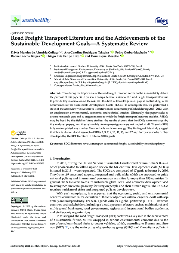 (PDF) Road Freight Transport Literature and the Achievements of the ...