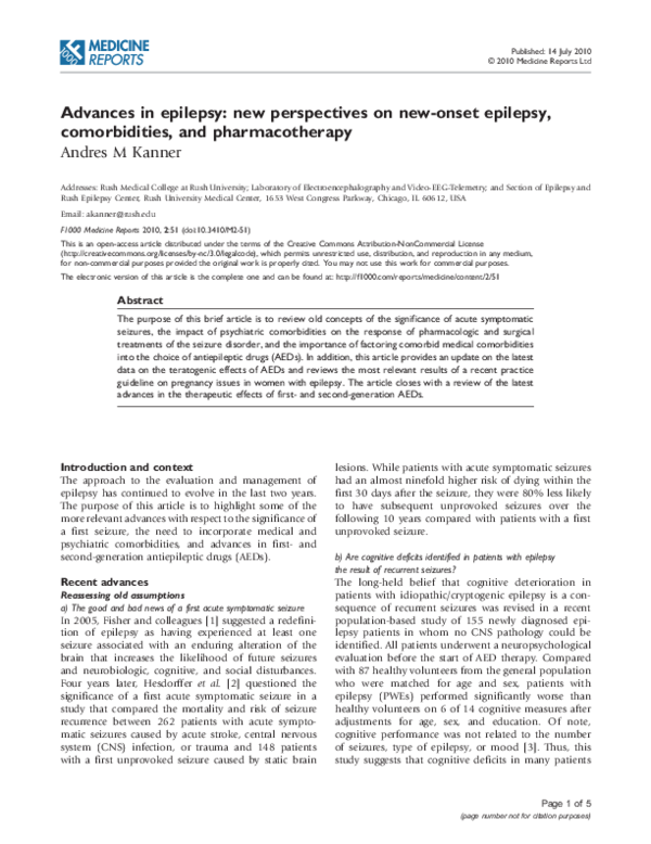 (PDF) Advances in epilepsy: new perspectives on new-onset epilepsy ...