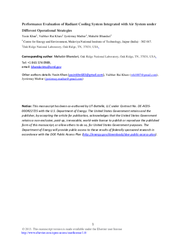 (PDF) Performance evaluation of radiant cooling system integrated with ...