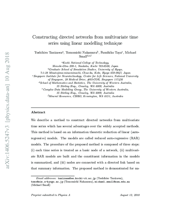 (PDF) Constructing directed networks from multivariate time series ...