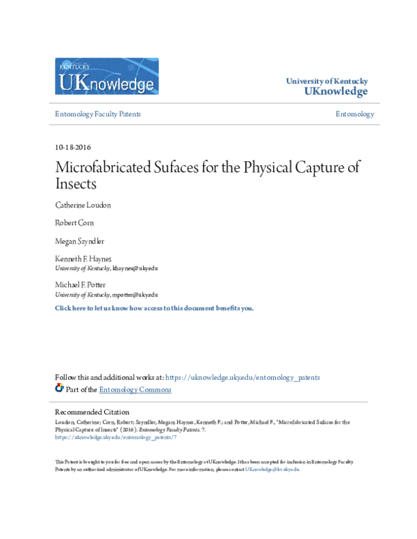 (PDF) Microfabricated Sufaces for the Physical Capture of Insects ...