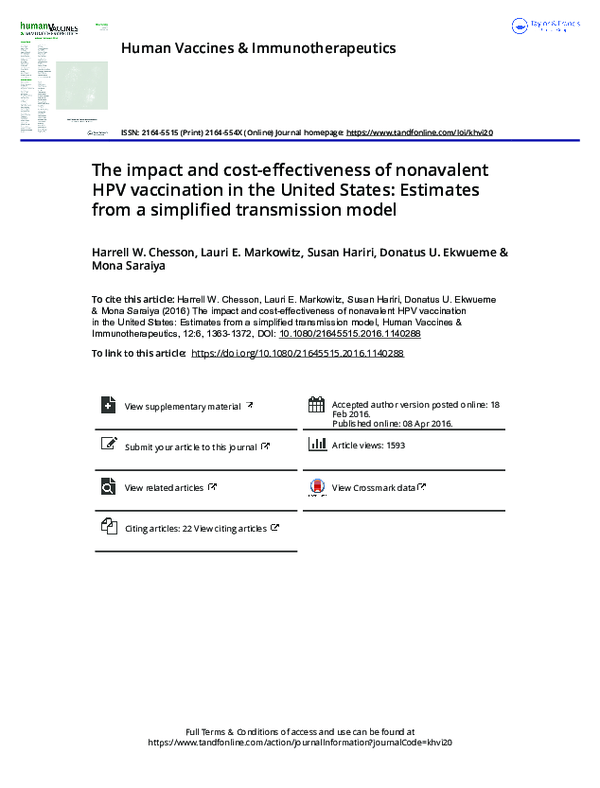 (PDF) The impact and cost-effectiveness of nonavalent HPV vaccination ...