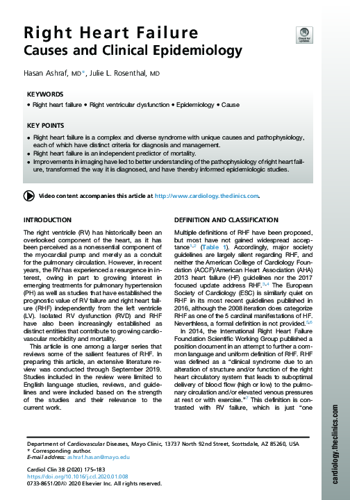 (PDF) Right Heart Failure Causes and Clinical Epidemiology