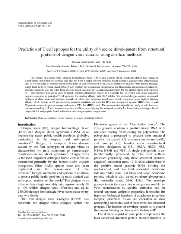 (PDF) Prediction of T cell epitopes for the utility of vaccine ...