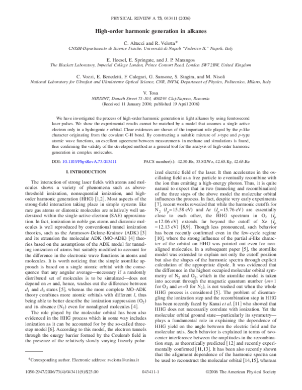 (PDF) High-order harmonic generation in alkanes