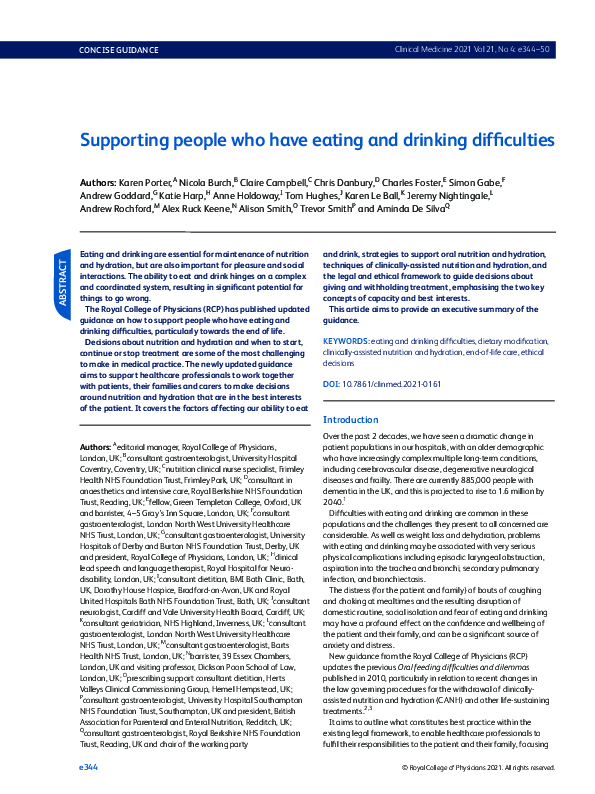 (PDF) Supporting people who have eating and drinking difficulties