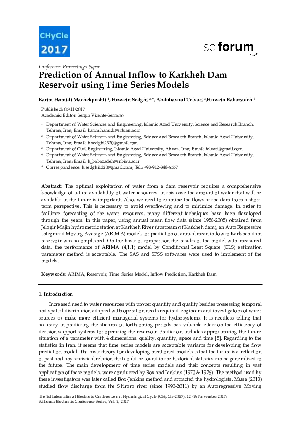 (PDF) Prediction of Annual Inflow to Karkheh Dam Reservoir using Time ...