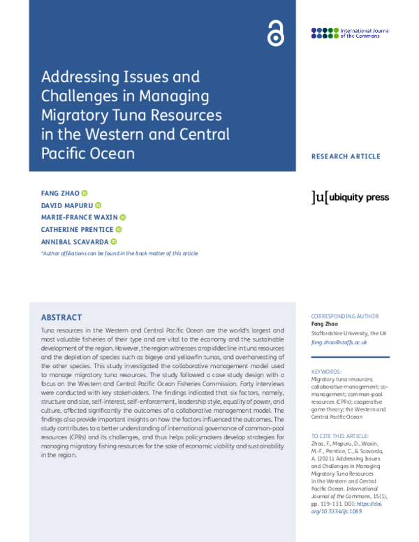 (PDF) Addressing Issues and Challenges in Managing Migratory Tuna ...